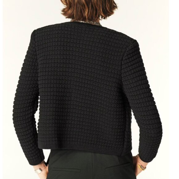 BEST Ba&sh Gaspard Knit Cardigan Small Black Noir French Casual - Picture 5 of 13